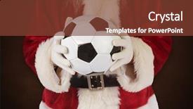  Presentation with green classic war - Amazing PPT layouts having sport festival - santa holds a classic football backdrop and a tawny brown colored foreground
