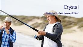  Presentation with software engineering picture - Slide deck with sport fishing - picture of fisherman background and a  colored foreground