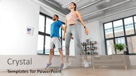  Presentation with healthy lifestyle - PPT theme enhanced with sport-fitness-and-healthy-lifestyle background and a mint green colored foreground