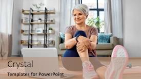  Presentation with healthy-lifestyle - PPT theme with sport-fitness-and-healthy-lifestyle background and a coral colored foreground