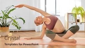  Presentation with exercise mat - Colorful slide deck enhanced with sport-fitness-and-pregnancy-concept backdrop and a coral colored foreground