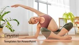  Presentation with exercise mat - Cool new slide deck with sport-fitness-and-pregnancy-concept backdrop and a coral colored foreground