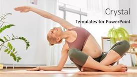  Presentation with exercise mat - Audience pleasing presentation theme consisting of sport-fitness-and-pregnancy-concept backdrop and a white colored foreground