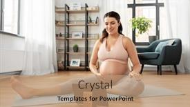  Presentation with woman sport - PPT theme featuring sport-fitness-and-technology-concept background and a coral colored foreground