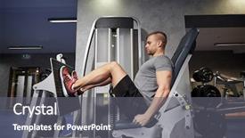  Presentation with bodybuilding - Slide deck having leg muscles on gym machine background and a gray colored foreground