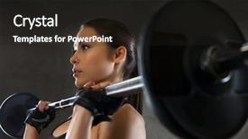  Presentation with weightlifting barbell - Amazing slide deck having sport fitness bodybuilding weightlifting backdrop and a dark gray colored foreground