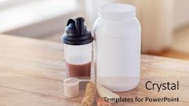  Presentation with food additives - Slide deck with sport fitness diet and food background and a coral colored foreground