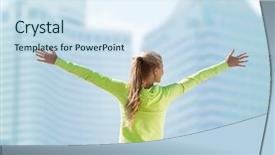  Presentation with exercise kids kid doing fitness - Presentation theme with sport fitness exercise and lifestyle background and a  colored foreground