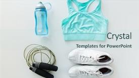  Presentation with fitness clothing - Amazing PPT layouts having sport fitness healthy lifestyle cardio backdrop and a sky blue colored foreground
