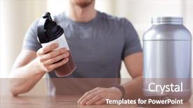  Presentation with protein shake - Amazing theme having sport fitness healthy lifestyle backdrop and a coral colored foreground
