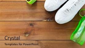  Presentation with sneakers - Slide set with sneakers bracelet and water bottle background and a coral colored foreground