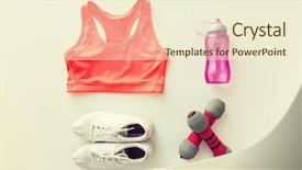  Presentation with fitness clothing - Cool new PPT layouts with sport fitness healthy lifestyle backdrop and a cream colored foreground