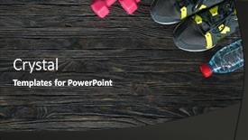  Presentation with sport - Beautiful PPT layouts featuring sport fitness items on dark wooden background backdrop and a dark gray colored foreground