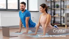  Presentation with woman sport - Slide deck having sport-fitness-lifestyle-and-people background and a coral colored foreground