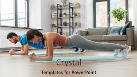  Presentation with woman sport - PPT theme having sport-fitness-lifestyle-and-people background and a coral colored foreground