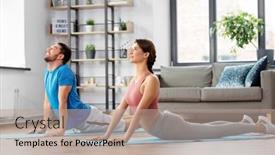  Presentation with woman sport - PPT theme enhanced with sport-fitness-lifestyle-and-people background and a coral colored foreground