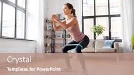  Presentation with woman sport - Colorful theme enhanced with sport-fitness-lifestyle-and-people backdrop and a coral colored foreground