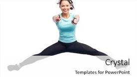 Presentation with young happy people smiling - PPT layouts enhanced with sport fitness motion and people background and a white colored foreground