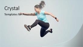  Presentation with sport blue - Audience pleasing slide set consisting of sport fitness motion and people backdrop and a light gray colored foreground