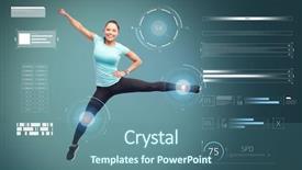  Presentation with young happy people smiling - PPT theme with sport fitness motion and people background and a ocean colored foreground