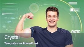  Presentation with green power - Colorful presentation theme enhanced with sport fitness power strength backdrop and a  colored foreground