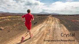  Presentation with cardio - Audience pleasing slides consisting of sport fitness run in desert backdrop and a coral colored foreground