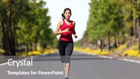  Presentation with marathon running race - Presentation featuring sport fitness running woman jogging background and a gray colored foreground