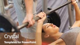  Presentation with weightlifting barbell - Beautiful slides featuring barbell flexing muscles in gym backdrop and a red colored foreground