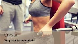  Presentation with woman sport - Colorful PPT layouts enhanced with sport fitness teamwork weightlifting and people concept - close up of woman flexing muscles on gym machine with trainer backdrop and a coral colored foreground