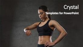  Presentation with heart rate - Theme with sport fitness technology and people background and a dark gray colored foreground