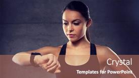  Presentation with heart rate - Slide deck with sport-fitness-technology-and-people background and a coral colored foreground