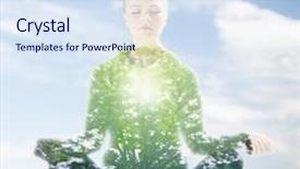  Presentation with sport blue - Colorful theme enhanced with sport fitness yoga double exposure backdrop and a sky blue colored foreground