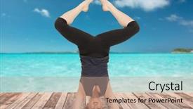  Presentation with sport blue - Presentation theme with counterbalance - sport fitness yoga people background and a coral colored foreground