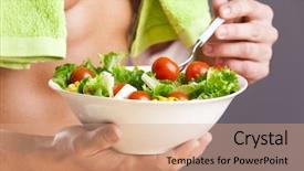  Presentation with fresh man chemistry - Audience pleasing slide deck consisting of sport food - fit man holding a bowl backdrop and a  colored foreground