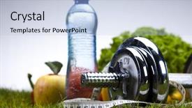  Presentation with fitness - Slides having sport food - fitness and vitamins background and a light blue colored foreground