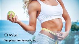  Presentation with woman sport - Audience pleasing presentation theme consisting of sport food - torso of a young woman backdrop and a light blue colored foreground