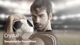  Presentation with athlete - Presentation design consisting of sport football - sexy muscular man athlete background and a violet colored foreground