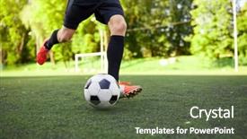  Presentation with football field - Amazing presentation theme having sport-football-and-people-concept and a  colored foreground