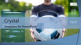  Presentation with football field - Audience pleasing slide deck consisting of sport football training and technology backdrop and a  colored foreground