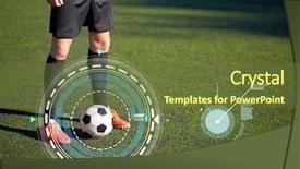  Presentation with football field - Slide deck with sport football training and technology background and a tawny brown colored foreground