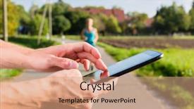  Presentation with health woman running female runner - Beautiful slide deck featuring sport for fitness on rural backdrop and a  colored foreground