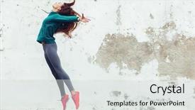  Presentation with sportswear - Audience pleasing theme consisting of sport girl in fashion sports backdrop and a light gray colored foreground