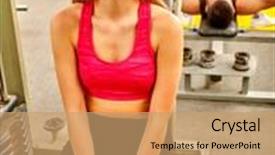  Presentation with sport - Theme consisting of sport-girl-in-red-shirt background and a coral colored foreground