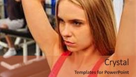  Presentation with sport - Cool new PPT layouts with sport-girl-in-red-shirt backdrop and a red colored foreground