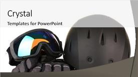  Presentation with sport - Audience pleasing PPT theme consisting of sport glasses helmet and gloves backdrop and a  colored foreground