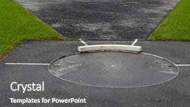  Presentation with athletics - Slide deck having sport grounds concept - athletics track lane numbers background and a gray colored foreground