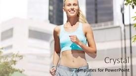  Presentation with young healthy people - Theme having sport-healthy-lifestyle-and-people background and a soft green colored foreground