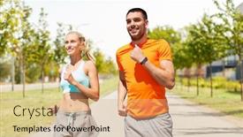  Presentation with healthy people - Audience pleasing PPT layouts consisting of sport-healthy-lifestyle-and-people backdrop and a coral colored foreground