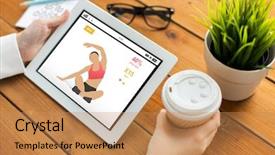  Presentation with technology and health - Colorful theme enhanced with sport healthy lifestyle technology people backdrop and a coral colored foreground