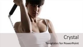  Presentation with exercise sport - Slide deck with sport karate girl doing exercise with nunchaku fitness woman silhouette studio shot over white background background and a light gray colored foreground